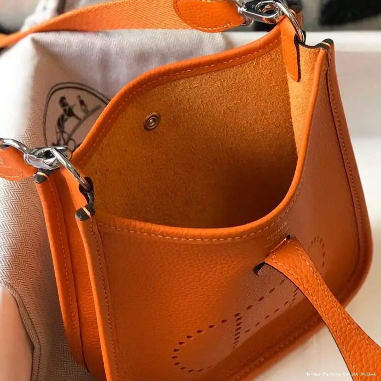 Cheap Evelyne Mini In Hardware Hermes Clemence Orange Leather Palladium Bag 0508